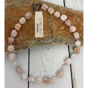 Peyote Bird Chunky Peach Agate Sterling‎ 16” Necklace J198